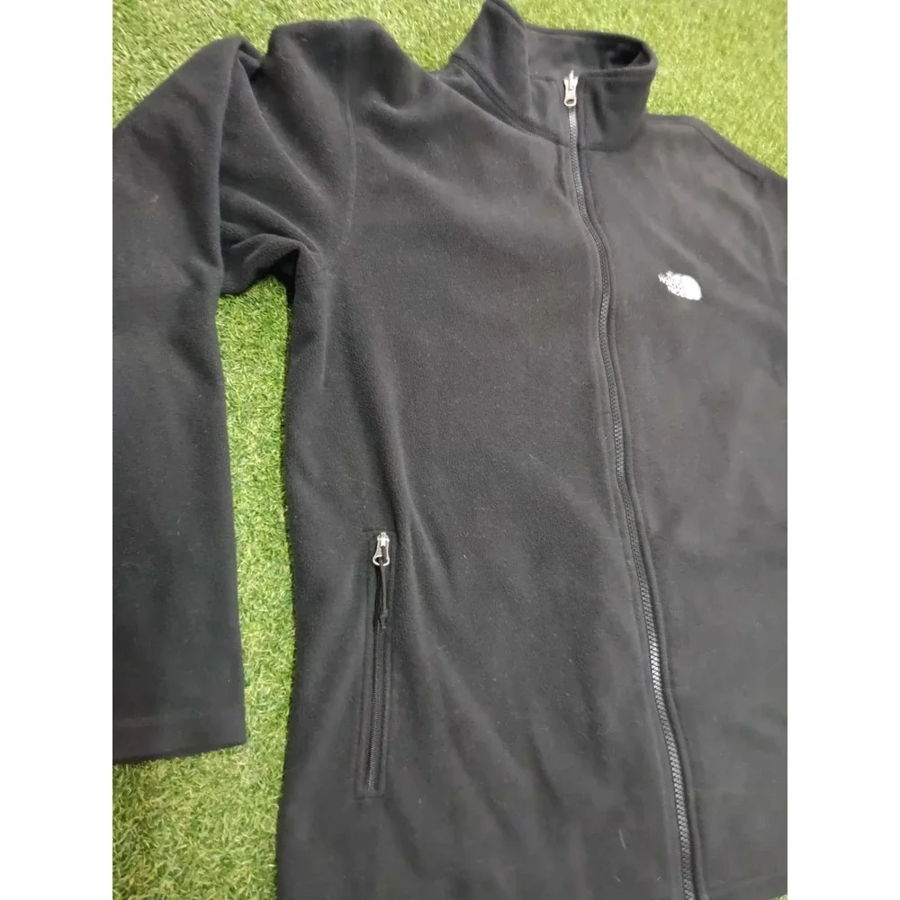 The North Face Fleece Jacket Mens Large Black Logo Mock Neck Full‎ Zip Casual